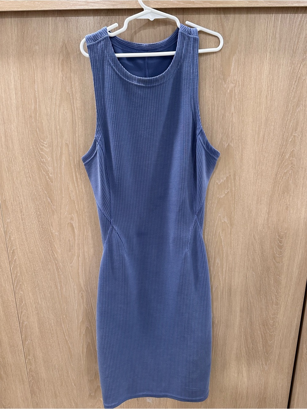 lululemon Sleeveless Ribbed Midi Dress in Dusty Blue